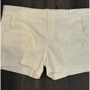 Athleta Pica‎ White Corduroy Shorts sz 14 Mid Rise Stretch 4 Pockets Short Pants